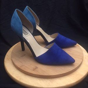 Blue/Black Suede "Signature" Brand "Jessa" Pumps